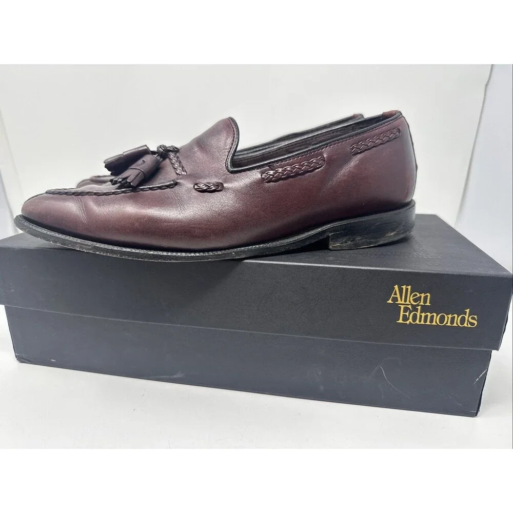 Allen Edmonds The Adams Independence Collection Burgundy Loafers Tassle Sz 10 D
